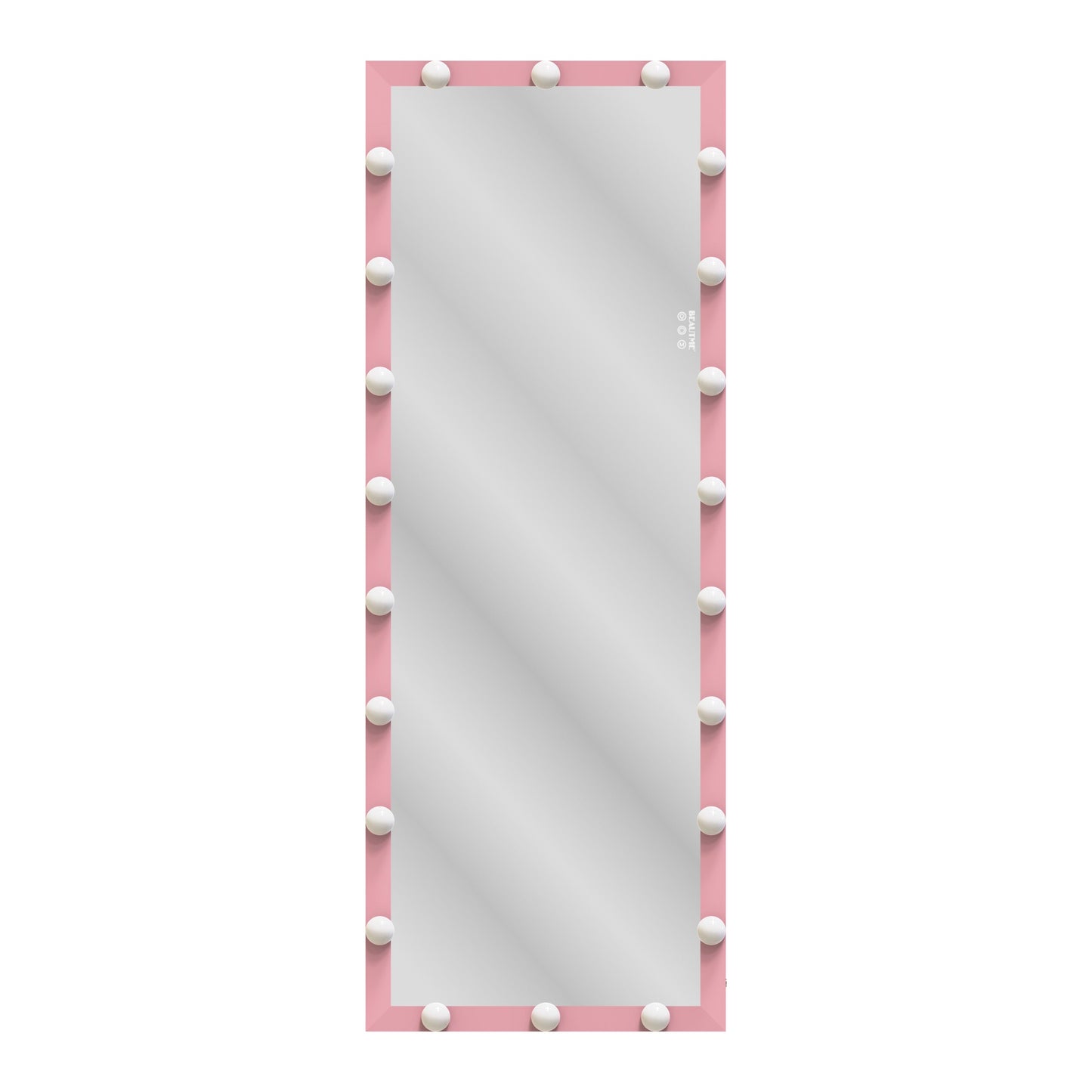 62.6-inch x 23.3-inch pink Hollywood illuminated full body vanity mirror with 3 color modesstanding floor mirror touch control