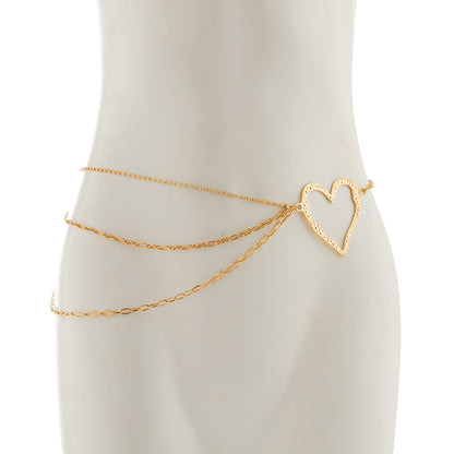Sweet Cool Ins Exaggerated Big Love Waist Chain Female Personality Metal Thin Chain Body Chain