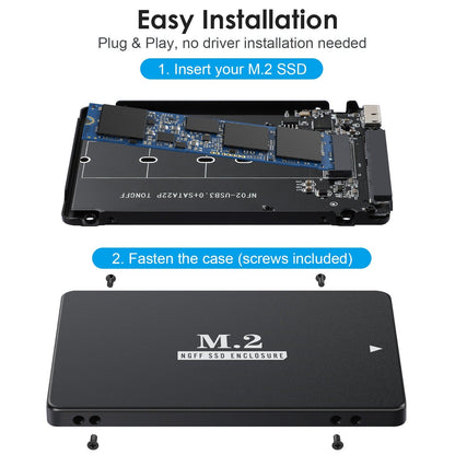 USB 3.0/SATA III 2.5-inch aluminum case M2 NGFF SSD solid state drive box