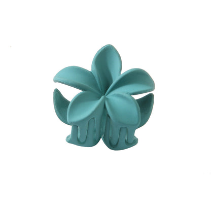Feather & Red Plastic Flowers Barrettes