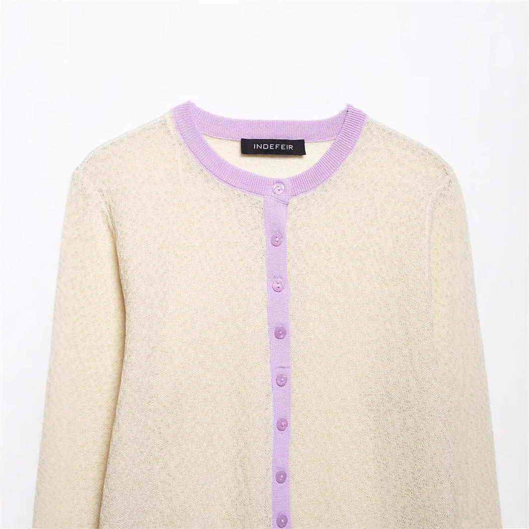 Spring New Style Round Neck Solid Color Loose Pullover Unique Charm Knitwear
