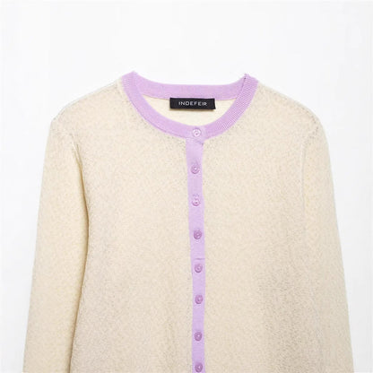 Spring New Style Round Neck Solid Color Loose Pullover Unique Charm Knitwear