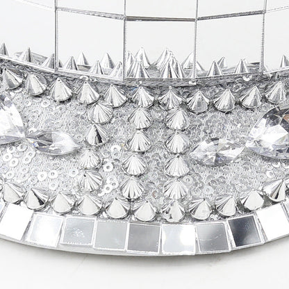Nightclub Silver Rivet Hip Hop Laser Mirror Sequin Cap