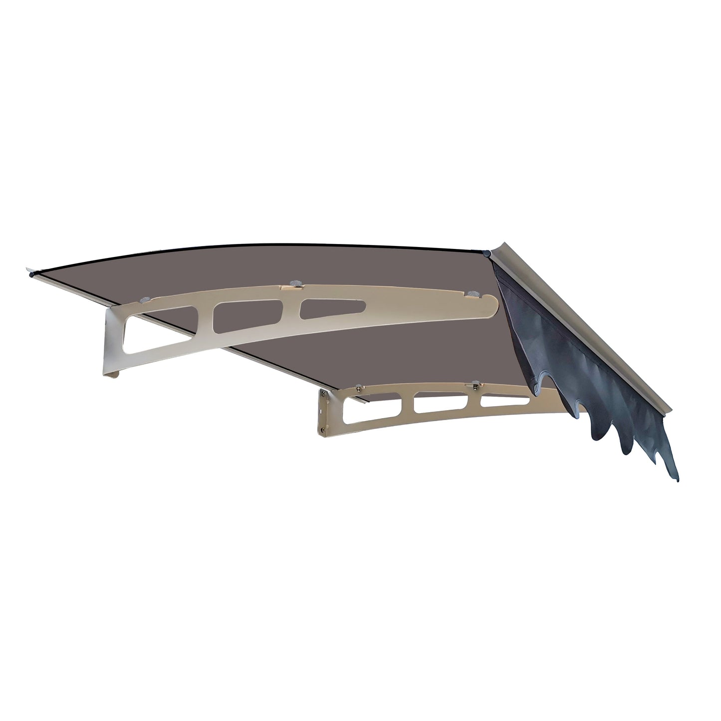 DA4734W Series Door Window Awning Made of 0.137 Inch Thick Crystal Polycarbonate Sheet in size of 47" Wide x 34" Brown Roof