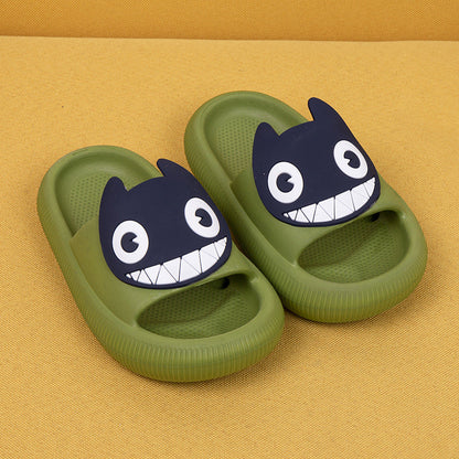 Big-Eyed Black Cat Cartoon Sandals One-Piece Soft Bottom Soft Face Parent-Child Amazon Baby Children's Slippers