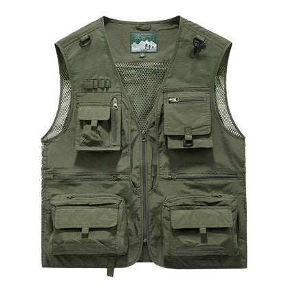 Men’s Summer Tactical Vest: 14-Pocket, Mesh, Ideal for Hiking, Fishing, Photography & Work