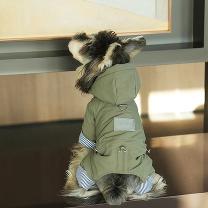 Pet Cotton-padded Coat Warm Four-legged Full-coverage With Hood
