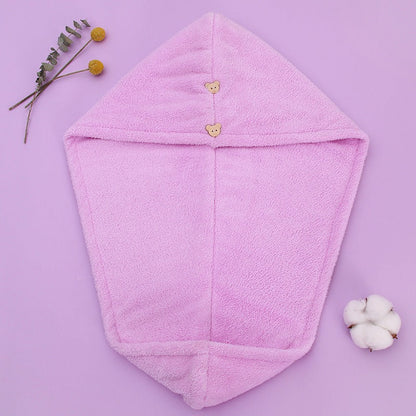 Super absorbent double-layer thickened coral velvet quick drying hair towel, shower cap, and headband towel