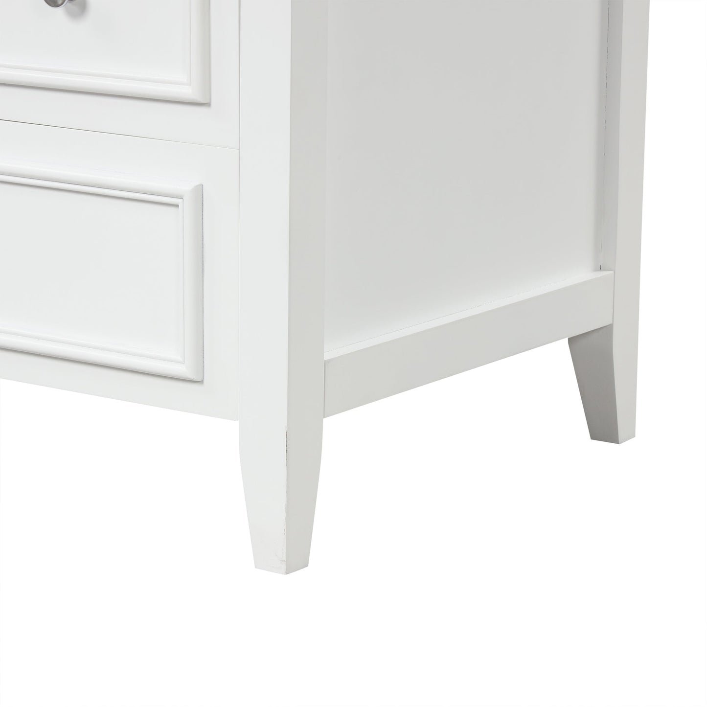 30" Bathroom Vanity with Sink, Bathroom Vanity Cabinet with Three Drawers and Door, Solid Wood and MDF, White