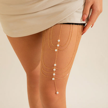 Pure desire butterfly tassel leg chain female sweet cool multi-layer chain star shaped leg ring sexy thigh chain
