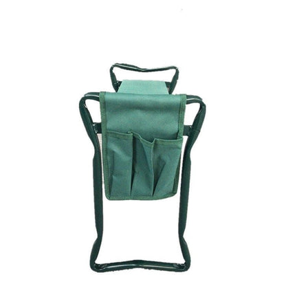 Foldable Garden Bench Chair with Tool Pouch