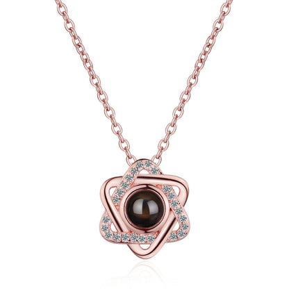 Necklace, female star pendant, 100 language projection, memories of love, short collarbone chain