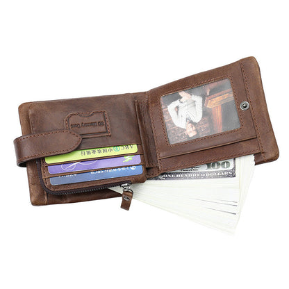 Vintage First Layer Cowhide Short Wallet