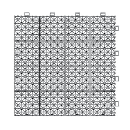 12 x 12 inch gray interlocking deck tiles, plastic waterproof, weighing up to 6613 pounds, with a rose pattern pack of 12