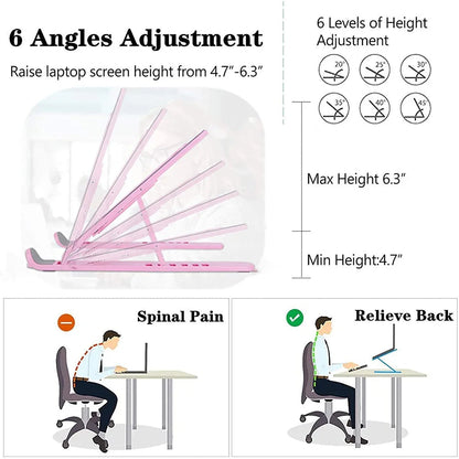 Universal Laptop Stand Adjustable Notebook Holder for Macbook Non-slip Foldable Cooling Base Bracket for Laptop/Tablet/phone