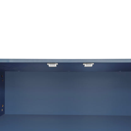 Modern Shoe Storage Bench with Hidden Storage and Upholstered Cushions for Bedside, Living Room and Entryway (Navy)