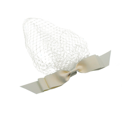 European And American White Mesh Bow Veil