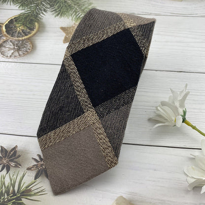 Autumn Winter British Style Knitted Cotton Linen Striped Tie