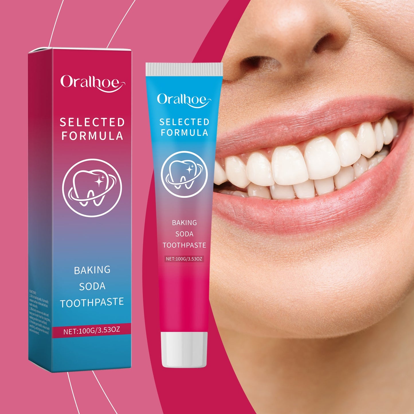 Baking Soda Toothpaste, Mint Fresh Teeth Cleaning Care Brightening Smile Teeth Cleaning Toothpaste