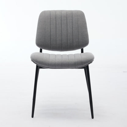 2-piece retro linen chair set with curved wooden backrest, cushioned seat, adjustable metal legs, (gray linen)