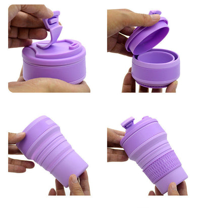 Folding Collapsible Mug with Cover for Coffee and Travel