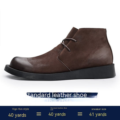 Short Lace-up Leather Mid-top Martin Boots