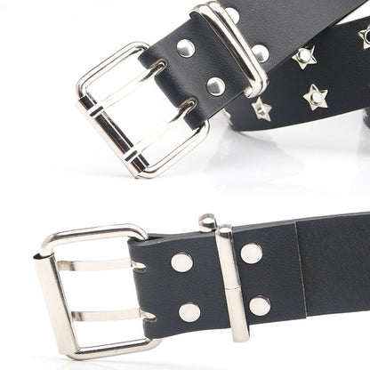 Women's Casual Star Double Row Air Hole Belt