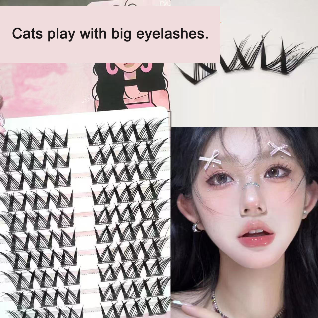 Sunflower Comics Pure Desire Eyelash Simulation Natural Thickening Large Segmented Trilogy False Eyelash Laziness