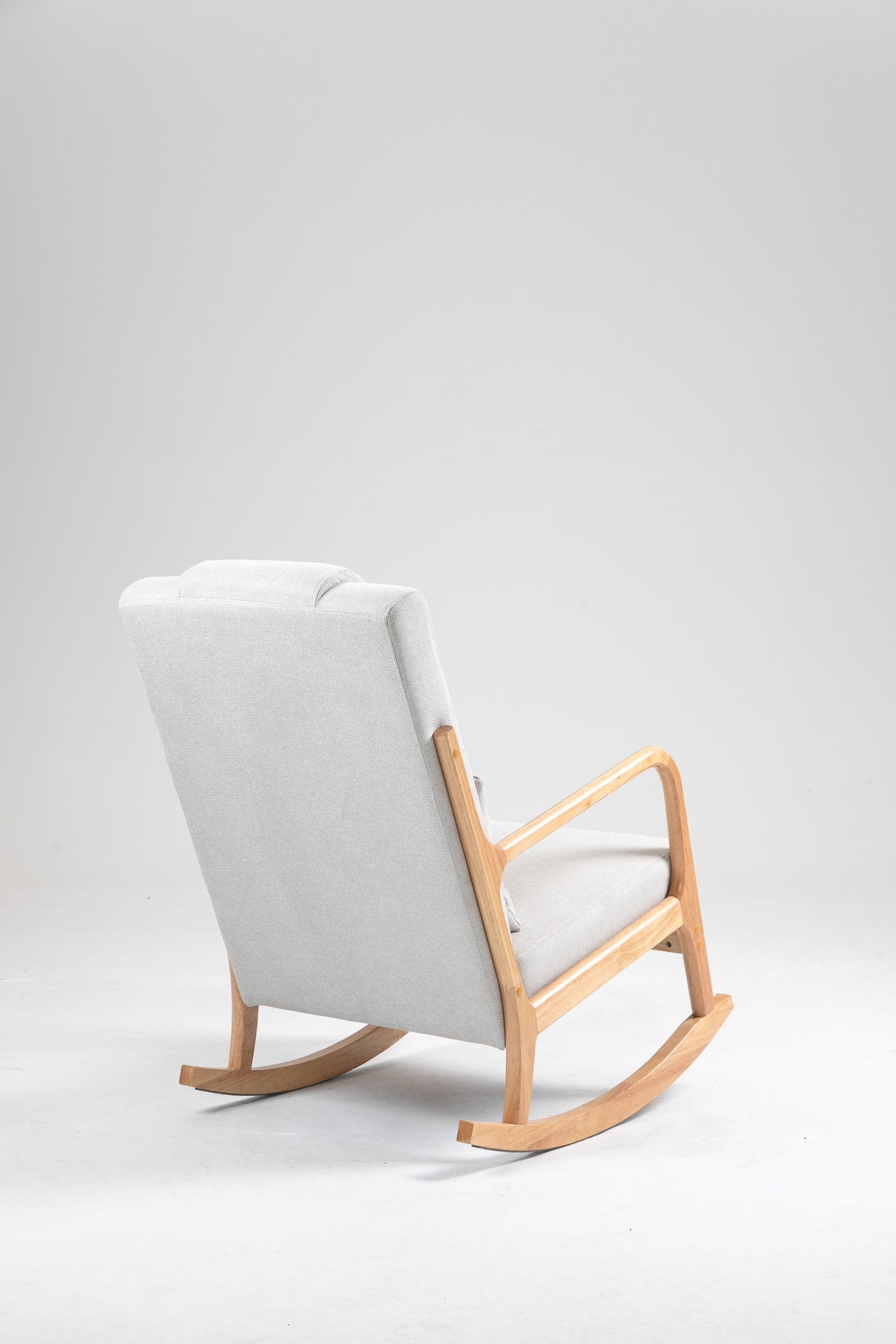 Rocking Chair Upholstered Fabric Rocking Armchair Indoor with High Backrest Glider Chairs and Lumbar Pillow for Living Room