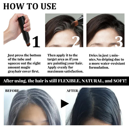 Disposable Plant Hair Stick, Hair Without Damage Repair Color Black Brown Quick White Hair Cover Stick