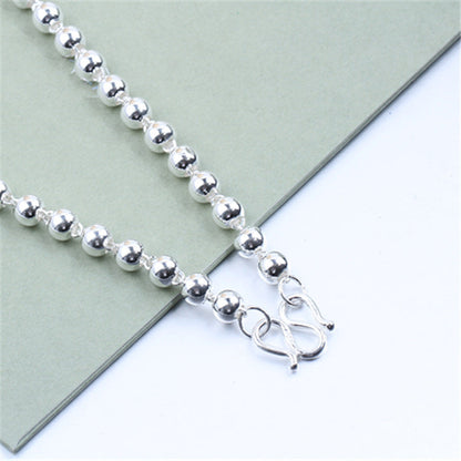 Round Beads Silver Bead Necklace