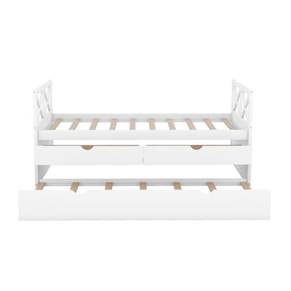 Multi-Functional Daybed with Drawers and Trundle  White