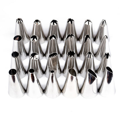24pcs Stainless Steel Cupcake Decorating Tips Set