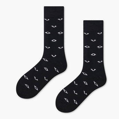 Creative Minimalist Printed Casual Mid Length Socks