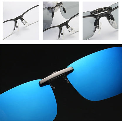 Cool Polarized Mirrored UV400 Lens Clips On Sunglasses Driving Night Vision Lens Sun Glasses Male Anti-UVA For Men Women
