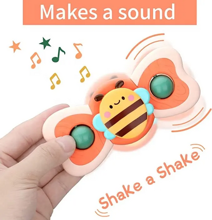 3pcs cartoon baby bath toy bee butterfly snail insect cute rotating fidget spinner toy with suction cup for kids gifts wholesale