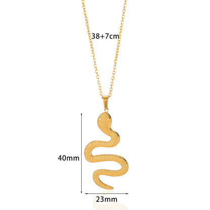Spirit Snake Pendant Retro Style Personalized Necklace Women's Stainless Steel Gold Plated
