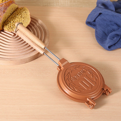 Aluminum Sanming Pan Round Double-sided Pattern Waffle Mold Home Breakfast Pancake Tool