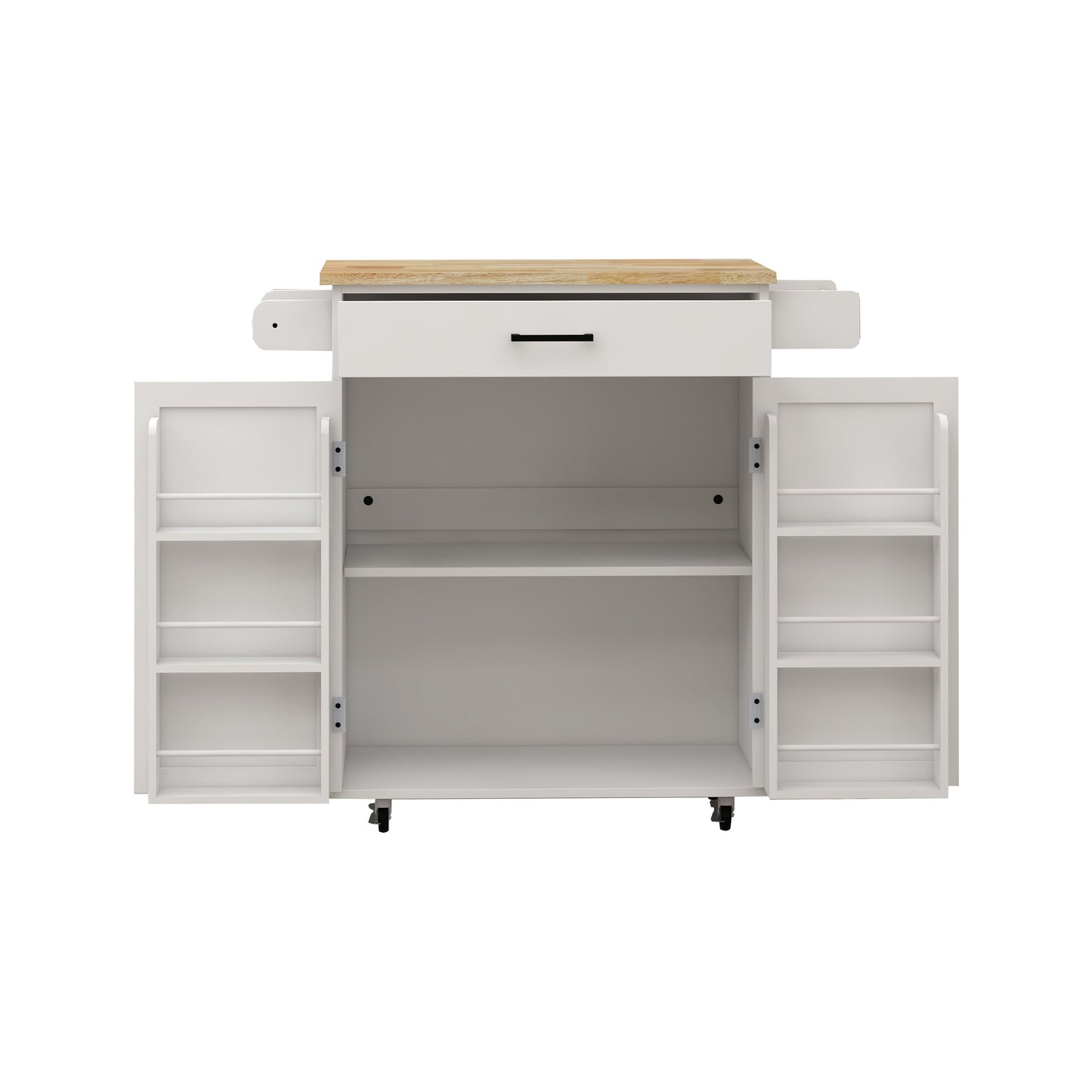Kitchen island rolling trolley cart with 1 drawer & 2 doors with storage racks & Adjustable Shelves & towel rack