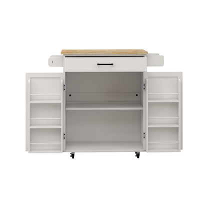Kitchen island rolling trolley cart with 1 drawer & 2 doors with storage racks & Adjustable Shelves & towel rack