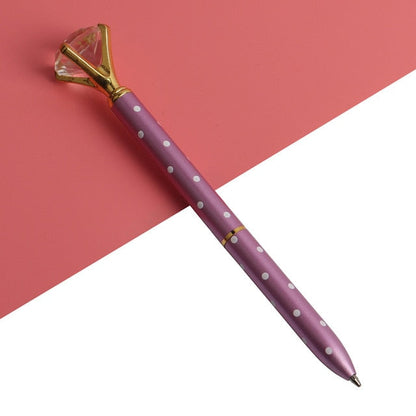 21Color Kawaii Ballpoint Pen Big Gem Metal Ball Pen With Large Diamond Blue And Black Magical Pen Fashion School Office Supplies