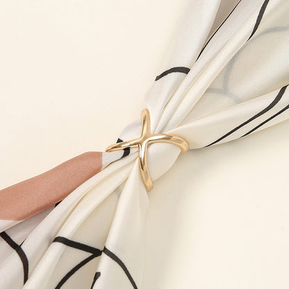 Creative Rice King Star Gold-Plated Scarf Buckle Multi-Purpose X Cross Hollow Smooth Surface Scarf Square Shawl Buckle