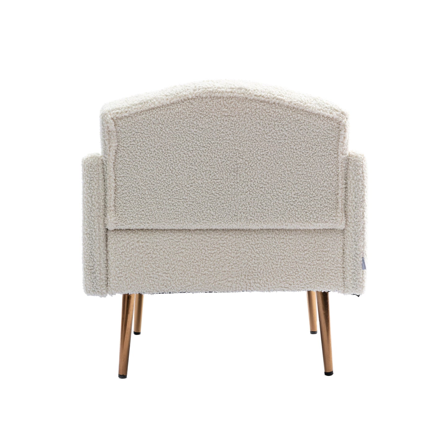 COOLMORE modern style armchair, plush decorative fabric armchair with golden metal legs (white teddy bear)