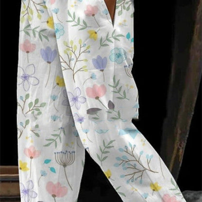 Women's All-match Elastic Waist Slimming Digital Printed Trousers