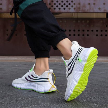 Korean Popcorn Rubber Combination Bottom Stretch Fly Woven Sports Shoes