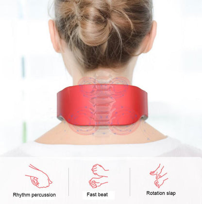 USB Rechargeable 4 Heads Cervical Spondylosis Massager Intelligent Whole Body Meridian Massage Pulse Kneading Heating Neck Protector