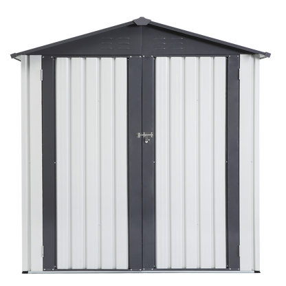 XWT014 Garden Metal Storage Shed Gray White 6x4x6ft outdoor storing tools Rainproof Hinge door version