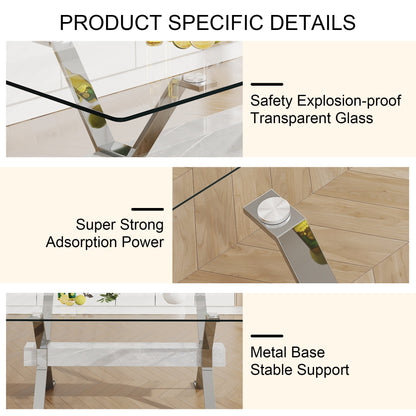 Dining table Modern tempered glass dining table 79 ''x39''x30 '' 1105
