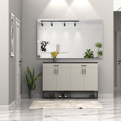 60"x36" Oversized Modern Rectangle Bathroom Mirror with Silver Frame Decorative Large Wall Mirrors for Bathroom Living Room