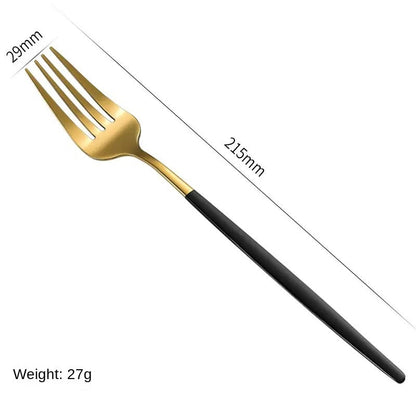 Stainless Steel Cutlery Set with Portuguese Gold Spray Painted Steak Knife, Fork, Spoon, and Tea Spoon 4-Piece Gift Pack